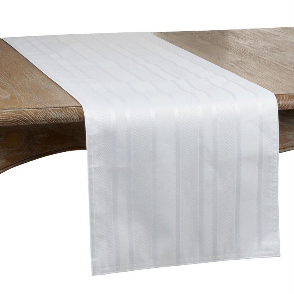 Saro Lifestyle Stripe Jacquard Table Runner White 72" L x 16 W New In Package